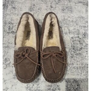UGG Australia 5612 Brown Suede Shearling Moccasin Slippers Women's Size 6